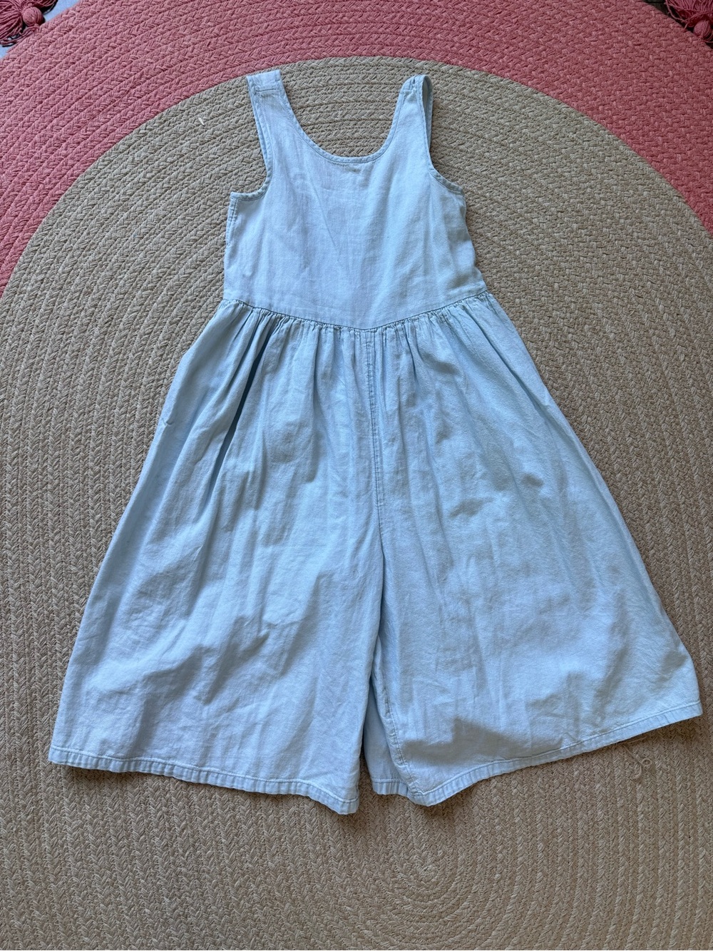 Tucker & Tate Light Blue Chambray Girls' Wide-Leg Jumpsuit Size 6